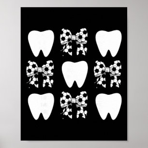 Checkered Coquette Bow Dentist Soccer Tooth Dental Poster