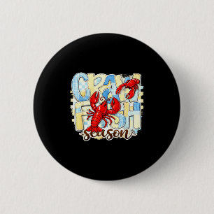 Checkered crawfish season funny louisiana seafood 6 cm round badge