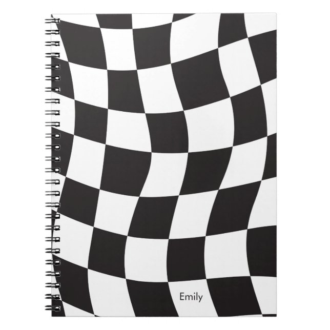 Checkered Custom Name Notebook (Front)