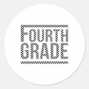 Checkered Fourth Grade Teacher Team Crew Byck To S Classic Round Sticker