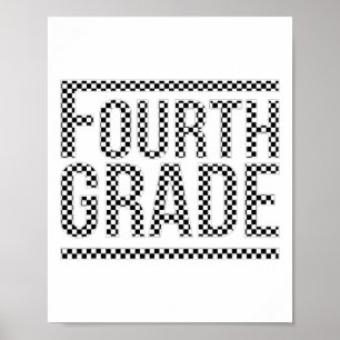 Checkered Fourth Grade Teacher Team Crew Byck To S Poster