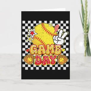 Checkered Game Day Cute Coquette Bow Softll Women Card