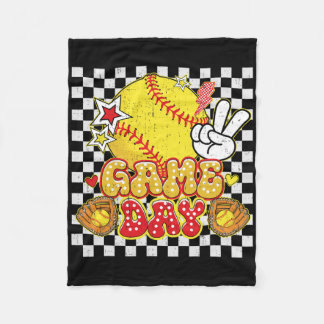 Checkered Game Day Cute Coquette Bow Softll Women  Fleece Blanket