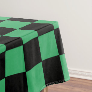 Checkered Green and Black Tablecloth