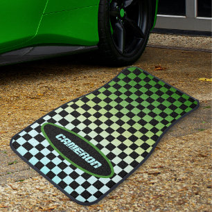 Checkered Green Fade Sunset Car Floor Mat