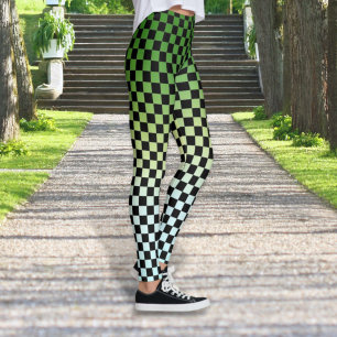 Checkered Green Fade Sunset Leggings