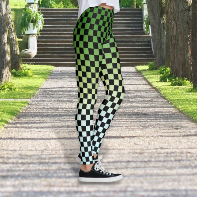 Checkered Green Fade Sunset Leggings (Creator Uploaded)