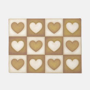 Checkered Hearts in Blond Cream 18x24 Doormat