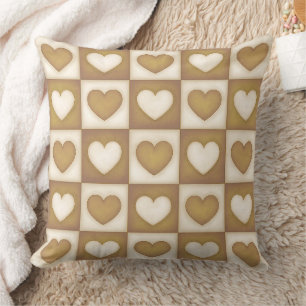 Checkered Hearts in Blond Cream Cushion