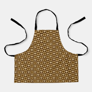 Checkered Hearts in Brown Toffee Apron
