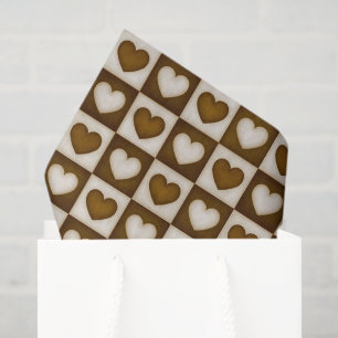 Checkered Hearts Warm Cocoa Tissue Paper