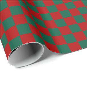 Checkered hunter green and White  Wrapping Paper