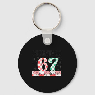 Checkered I Survived 67 Days Of School Meme Teache Key Ring