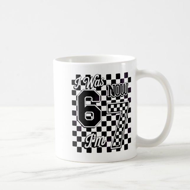 Checkered I Was 6 Now I'm 7 Birthday Seven Years O Coffee Mug (Right)