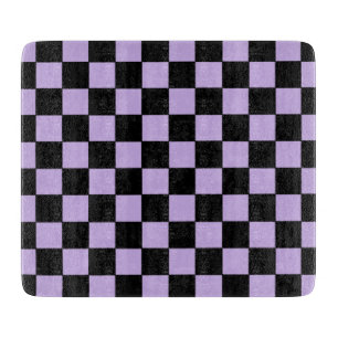 Checkered Lavender and Black Cutting Board