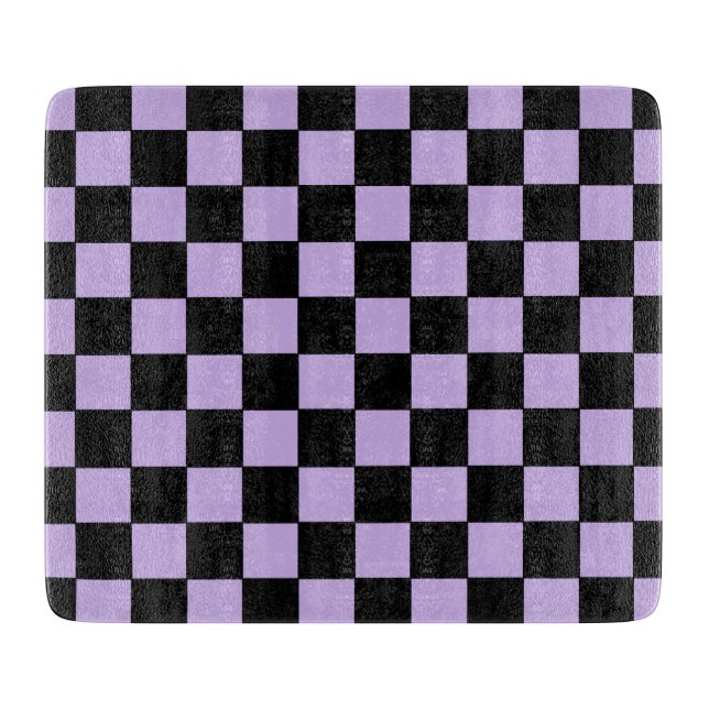 Checkered Lavender and Black  Cutting Board (Front)
