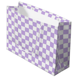 Checkered Lavender and White  Large Gift Bag