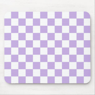 Checkered Lavender and White Mouse Pad