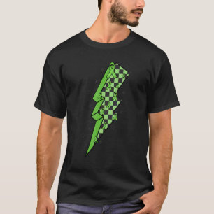 Checkered Lightning Green Ribbon Depression Screen T-Shirt
