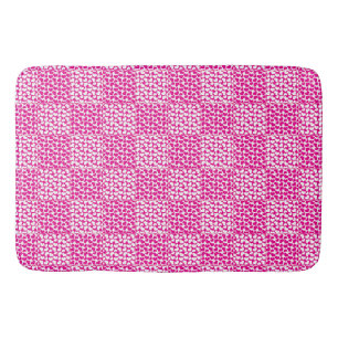 Checkered Love in Magenta and White Bath Mat