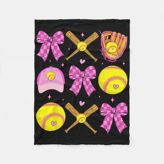 Checkered Mama Bow Cute Softll Mom Women Game Day  Fleece Blanket (Front)