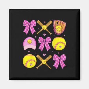 Checkered Mama Bow Cute Softll Mom Women Game Day  Magnet