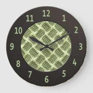 Checkered Metal Steel Flooring Diagonal Texture Large Clock