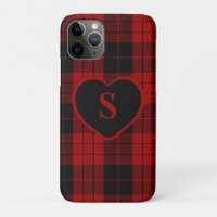 Checkered Monogram Christmas Red Buffalo Plaid