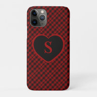 Checkered Monogram Christmas Red Buffalo Plaid