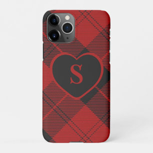 Checkered Monogram Christmas Red Buffalo Plaid iPhone 11Pro Case