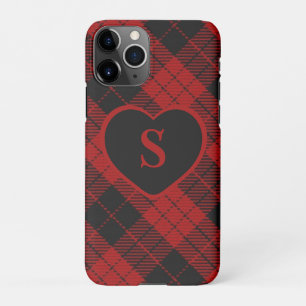 Checkered Monogram Christmas Red Buffalo Plaid iPhone 11Pro Case