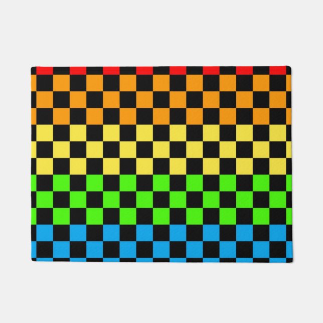 Checkered Multi-Color Doormat (Front)