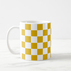 Checkered mustard yellow and White Coffee Mug