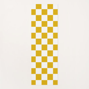 Checkered mustard yellow and White Yoga Mat