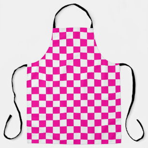 Checkered Neon Pink and White  Apron