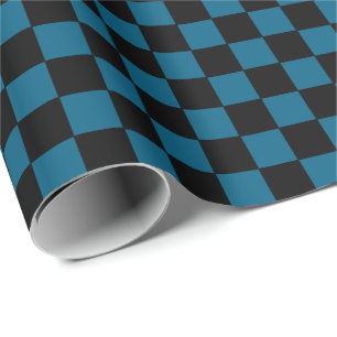 Checkered Ocean blue and Black Wrapping Paper