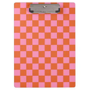 Checkered Orange and Pink  Clipboard