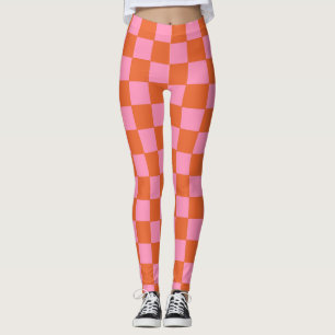 Checkered Orange and Pink  Leggings