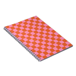 Checkered Orange and Pink  Notebook