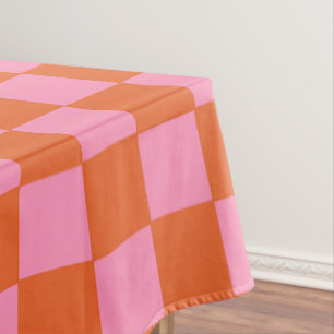 Checkered Orange and Pink  Tablecloth
