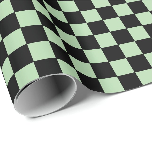 Checkered pale green and Black  Wrapping Paper (Roll Corner)