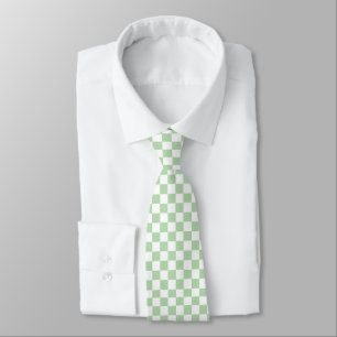 Checkered pale green and White Tie