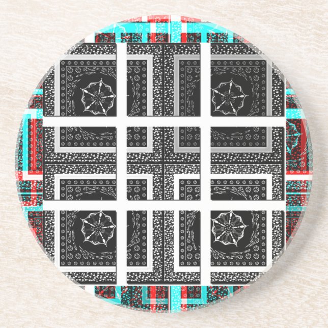 Checkered Pattern Art Print Coaster (Front)