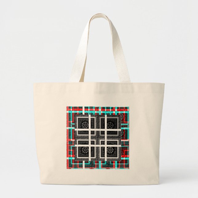 Checkered Pattern Art Print Large Tote Bag (Front)