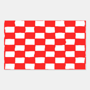 checkered pattern (red) rectangular sticker