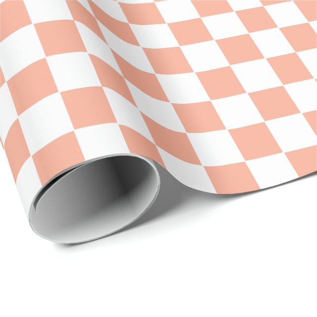 Checkered peach and White  Wrapping Paper (Roll Corner)