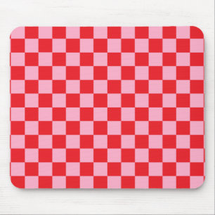 Checkered Pink and Red Mouse Pad