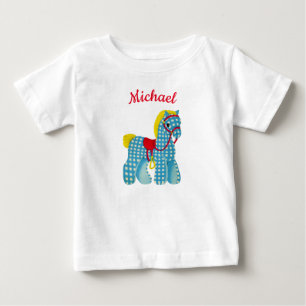 Checkered Pony Western theme personalized name Baby T-Shirt