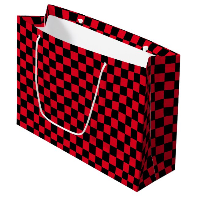 Checkered Red and Black  Large Gift Bag (Front Angled)