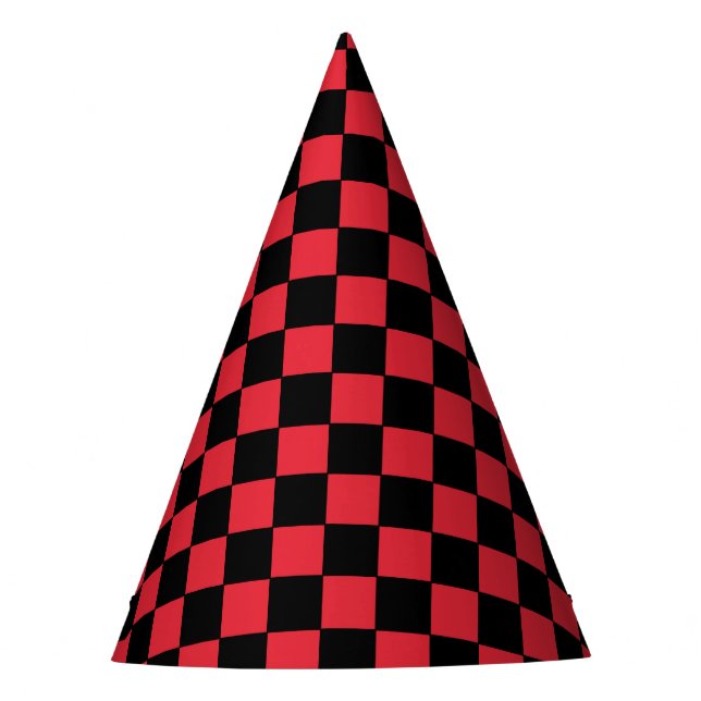 Checkered Red  and Black  Party Hat (Front)